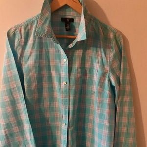 Gap Plaid Botton Down Long Sleeve Blouse